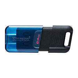 USB флеш-накопичувач 3.2 Kingston DataTraveler 80M 64gb Type C Колір Чорний/Блакитний 740617330656