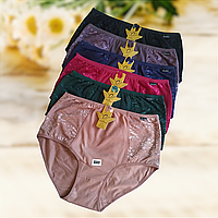 Труси жіночі з високою посадкою бавовняні з мереживом 1 шт Розміри 2XL 3XL 4XL