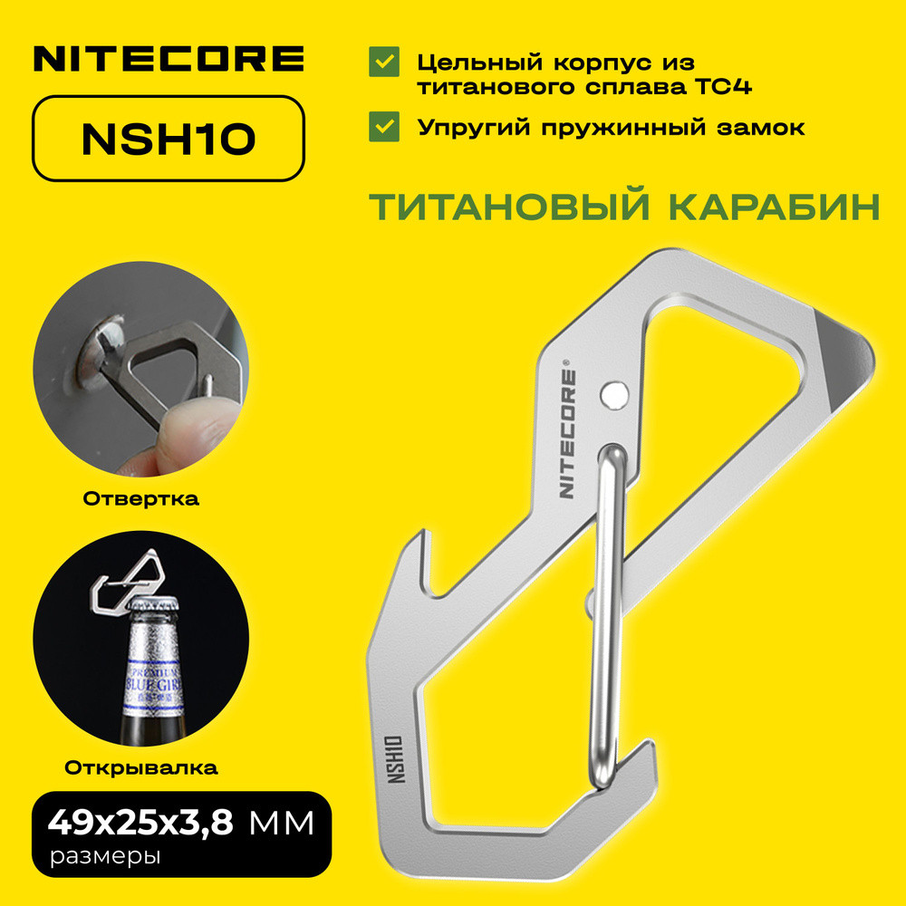 NITECORE NSH10 універсальний титановий карабін мультитул, фото 1