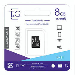 Карта Пам'яті T&G MicroSDHC 8gb UHS-1 10 Class Колір Чорний 4711472587840