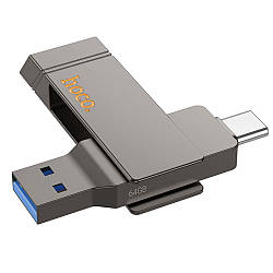 USB флеш-накопичувач Hoco UD15 Clever USB3.2 64GB Type-C Колір Сiрий 6942007611572