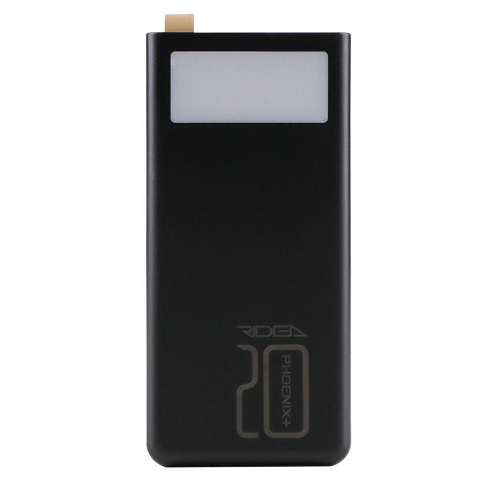 Універсальна Мобільна Батарея Power Bank Ridea RP-D20L+ Phoenix20+ PD/QC 3.0 20W digital display + lamp 20000 mAh Колір Чорний