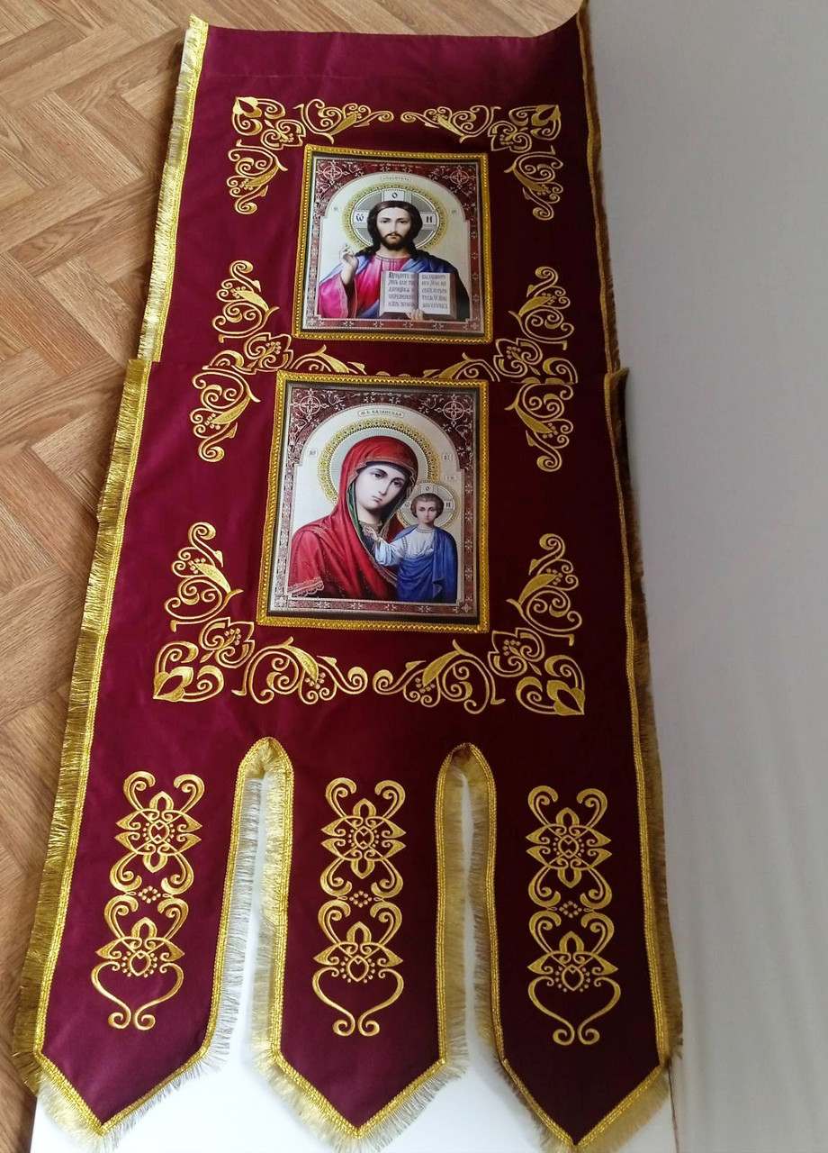 Хоругви церковні з габардину, розмір 120*60см, фото 1
