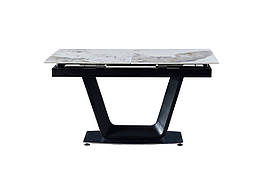 Стіл обідній розкладний з металу і кераміки Ludwig (140-180)х90х76 см White (+brown) Glossy Bjorn