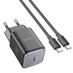 Мережевий Зарядний Пристрій Hoco N43 1USB-C PD/QC 30W GAN Type-C to Type-C Колір Чорний 6942007620246