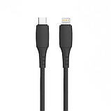 Кабель зарядки та синхронізації Quantum Type-C/Lightning PD 3A 20Вт, силіконовий, 1 м чорний, 1шт/уп, фото 3