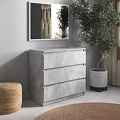 Комод на 3 висувних шухляди з фасадами без ручок R-3 Бетон