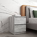 Тумба приліжкова в спальню, сучасна з шухлядами, без ручок R-5 Бетон, фото 2