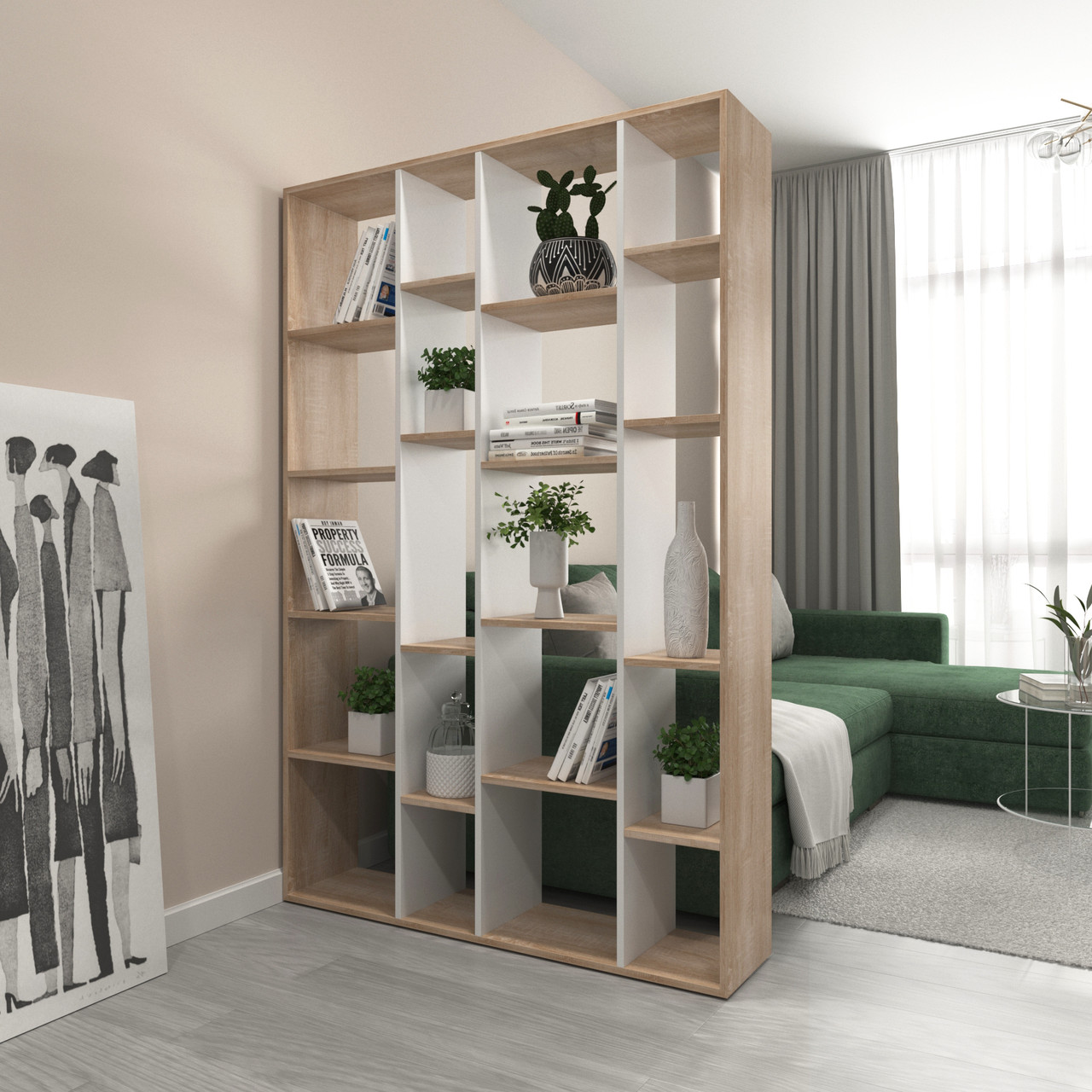 Полка для книг, сучасний стелаж для дому, етажерка для іграшок та декору на 20 комірок D-2, фото 1