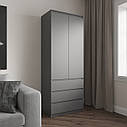 Шафа для одягу в спальню, з полицями та шухлядами, без ручок R-16, фото 4