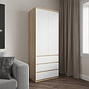 Шафа для одягу в спальню, з полицями та шухлядами, без ручок R-16, фото 6