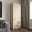 Шафа для одягу в спальню, з полицями та шухлядами, без ручок R-16, фото 8
