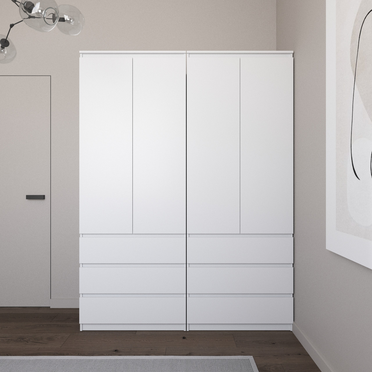 Шафа для одягу зі штангою та полицями, 6 шухляд, комплект з 2 шаф R9+R16, фото 1