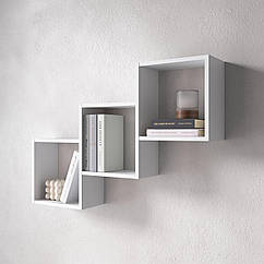 Полка для книг настінна на 3 комірки M-13 Білий