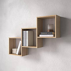 Полка для книг настінна на 3 комірки M-13 Дуб сонома