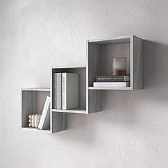 Полка для книг настінна на 3 комірки M-13 Бетон