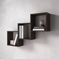 Полка для книг настінна на 3 комірки M-13 Венге темний