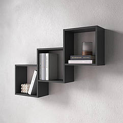 Полка для книг настінна на 3 комірки M-13 Антрацит