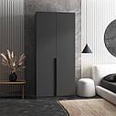 Шафа для одягу, сучасна, зі штангою та полицями, чорні ручки M-27, фото 7