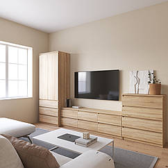 Комплект меблів у вітальню: шафа R-9, тумба R-12, комод R-4 Дуб сонома