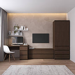 Комплект меблів у вітальню: шафа R-9, тумба R-6, стіл R-1, полиці М-22 Венге темний