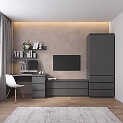 Комплект меблів у вітальню: шафа R-9, тумба R-6, стіл R-1, полиці М-22 Антрацит