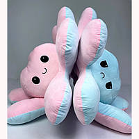 Большой двусторонний осьминог 90 см Розовый/Голубой, мягкая игрушка 2в1