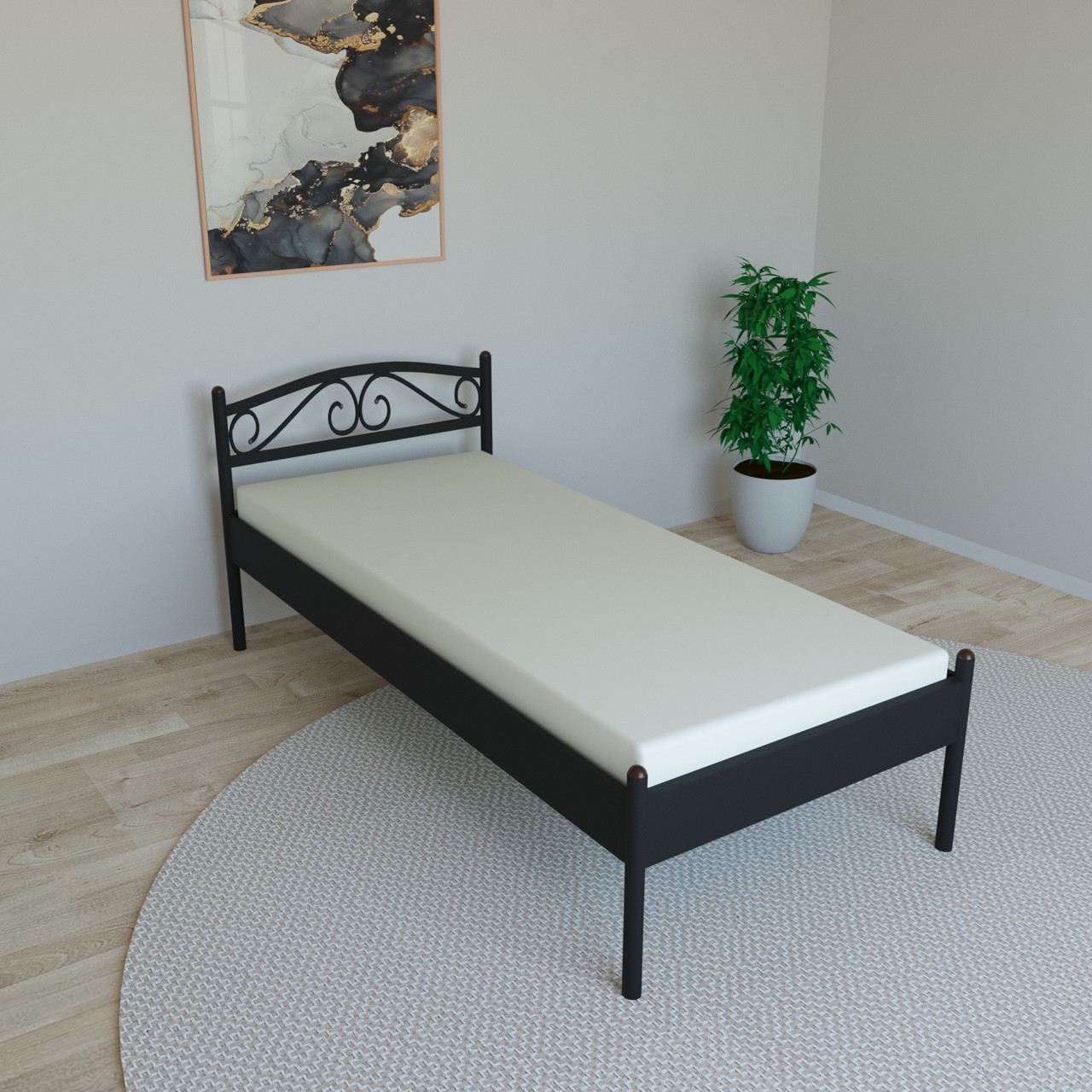 Ліжко Tobi Sho VERONA-1 односпальне металеве 200X90 Чорний