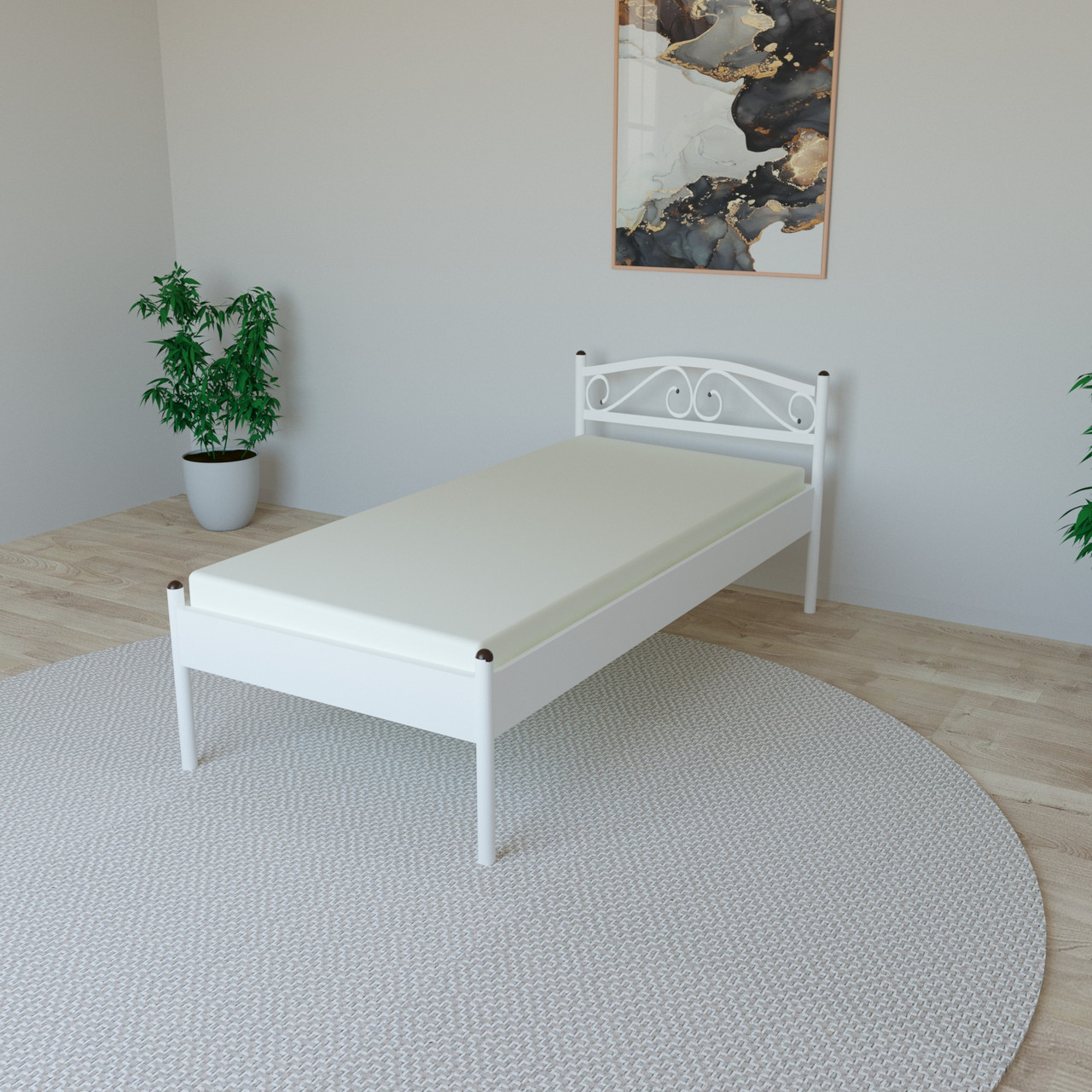 Ліжко Tobi Sho VERONA-1 односпальне металеве 200X80 Білий, фото 1