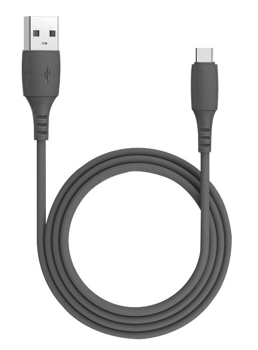Кабель зарядки та синхронізації Quantum USB/Type-C 5A 25Вт, силіконовий, 1 м чорний, 1шт/уп