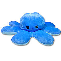 Большой двусторонний осьминог 85 см Синий/Голубой, мягкая игрушка 2в1