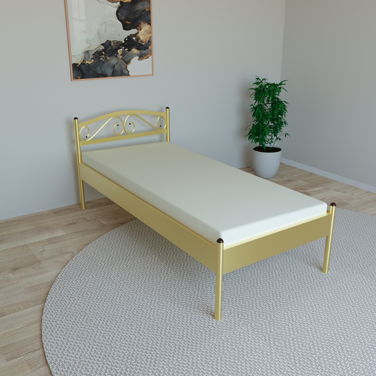 Ліжко Tobi Sho VERONA-1 односпальне металеве 200X80 Золотий, фото 1