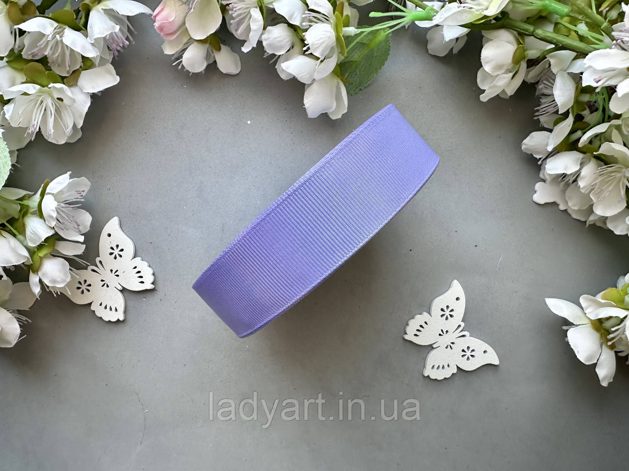 Стрічка репсова 2,5 см, 25 ярд оптом 5 рулонів бузкового кольору блоком, фото 1