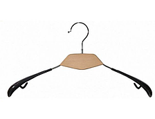 Плічка вішалки металеві в силіконовому покритті зі вставкою зі світлого дерева