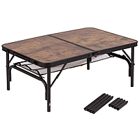 Туристичний Стіл Розкладний Bo-Camp Decatur 90x60 cm Black/Wood look (1404200) Кемпінговий Складаний Столик для риболовлі, фото 4