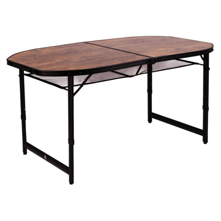 Туристичний Стіл Розкладний Bo-Camp Woodbine Oval 150x80 cm Black/Wood look (1404230) Кемпінговий Складаний Столик для риболовлі