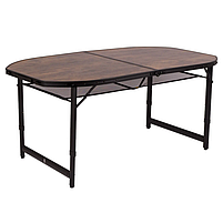 Туристичний Стіл Розкладний Bo-Camp Woodbine Oval 150x80 cm Black/Wood look (1404230) Кемпінговий Складаний Столик для риболовлі, фото 3