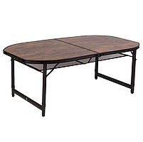 Туристичний Стіл Розкладний Bo-Camp Woodbine Oval 150x80 cm Black/Wood look (1404230) Кемпінговий Складаний Столик для риболовлі, фото 4