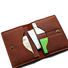 Шкіряне портмоне під паспорт із натуральної телячої шкіри з фіксацією на кнопці Сlark Cognac коньячна, фото 6