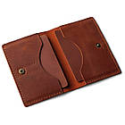 Шкіряне портмоне під паспорт із натуральної телячої шкіри з фіксацією на кнопці Сlark Cognac коньячна, фото 5