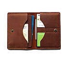Шкіряне портмоне під паспорт із натуральної телячої шкіри з фіксацією на кнопці Сlark Cognac коньячна, фото 2