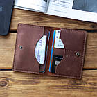 Шкіряне портмоне під паспорт із натуральної телячої шкіри з фіксацією на кнопці Сlark Cognac коньячна, фото 9