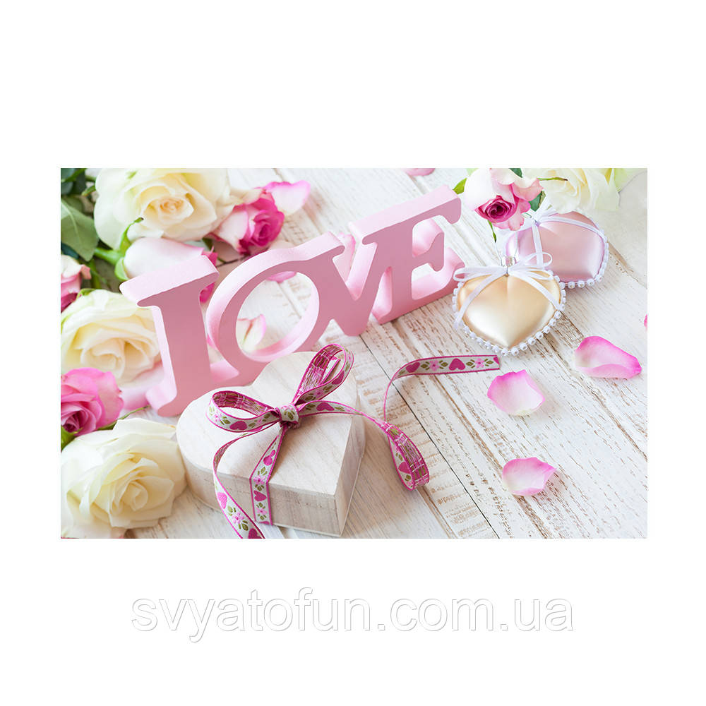 Плакат для свята "Love" троянди 75х120 см