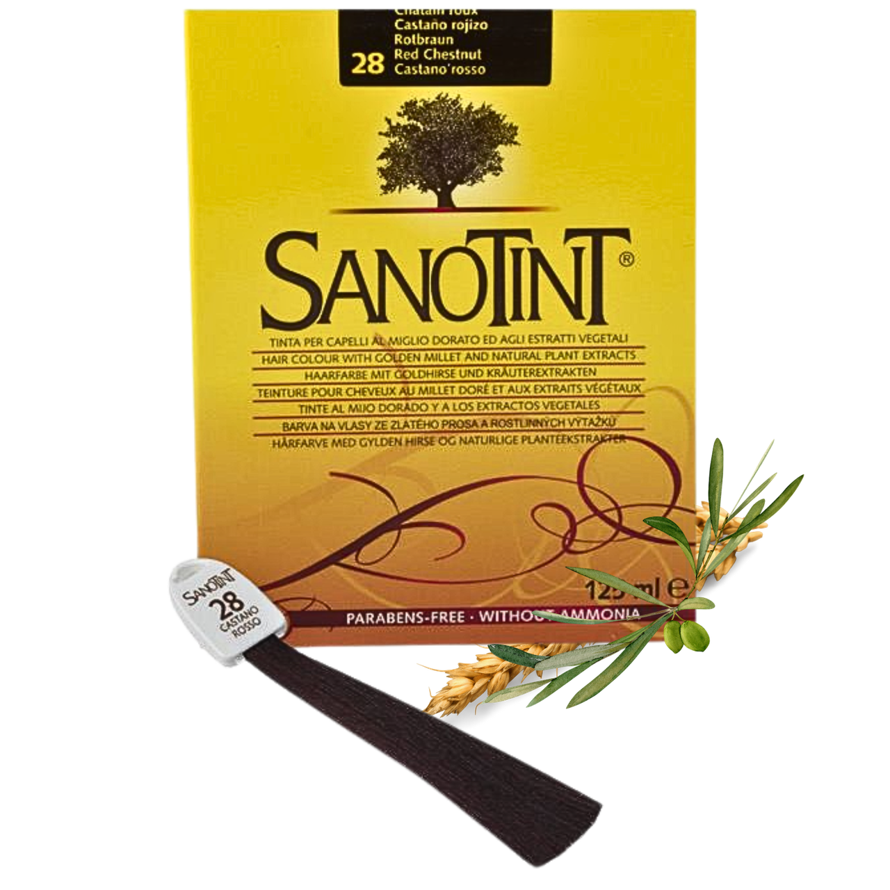 Фарба для волосся Червоний каштан #28 Санотинт Sanotint Classic Вівасан Швейцарія 125 мл
