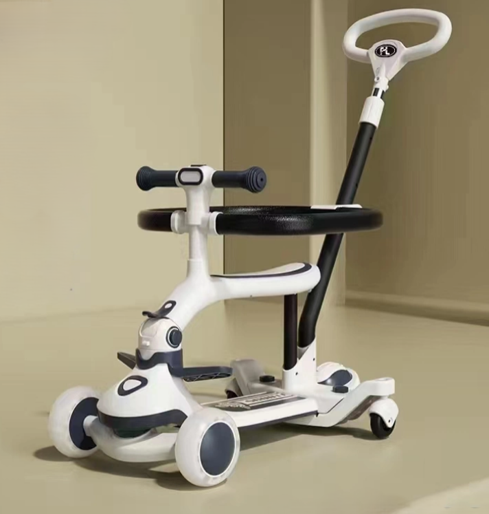 Триколісний самокат Maraton 3 in 1 Junior, колір лимонний, білий, рожевий, вбудована музична система., фото 1