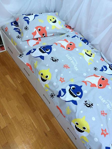 Постільна білизна підліткова Baby Shark ранфорс Люкс