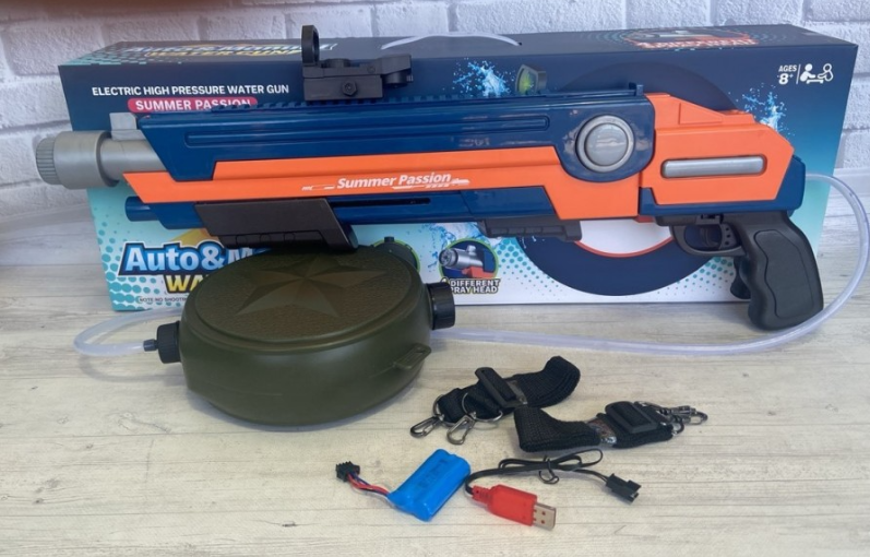 Водяний дитячий пістолет-бластер "Summer Passion 1226" на акумуляторі з USB зарядкою 66см (від 8 років).