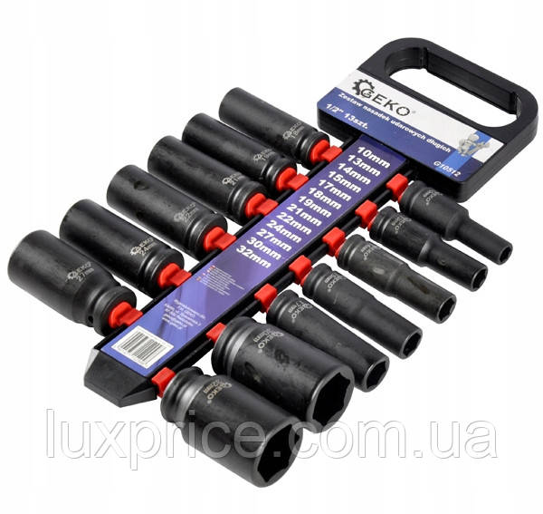 Набір головок ударних високих 10-32 мм 1/2", Geko G10512    Luxprice, фото 1