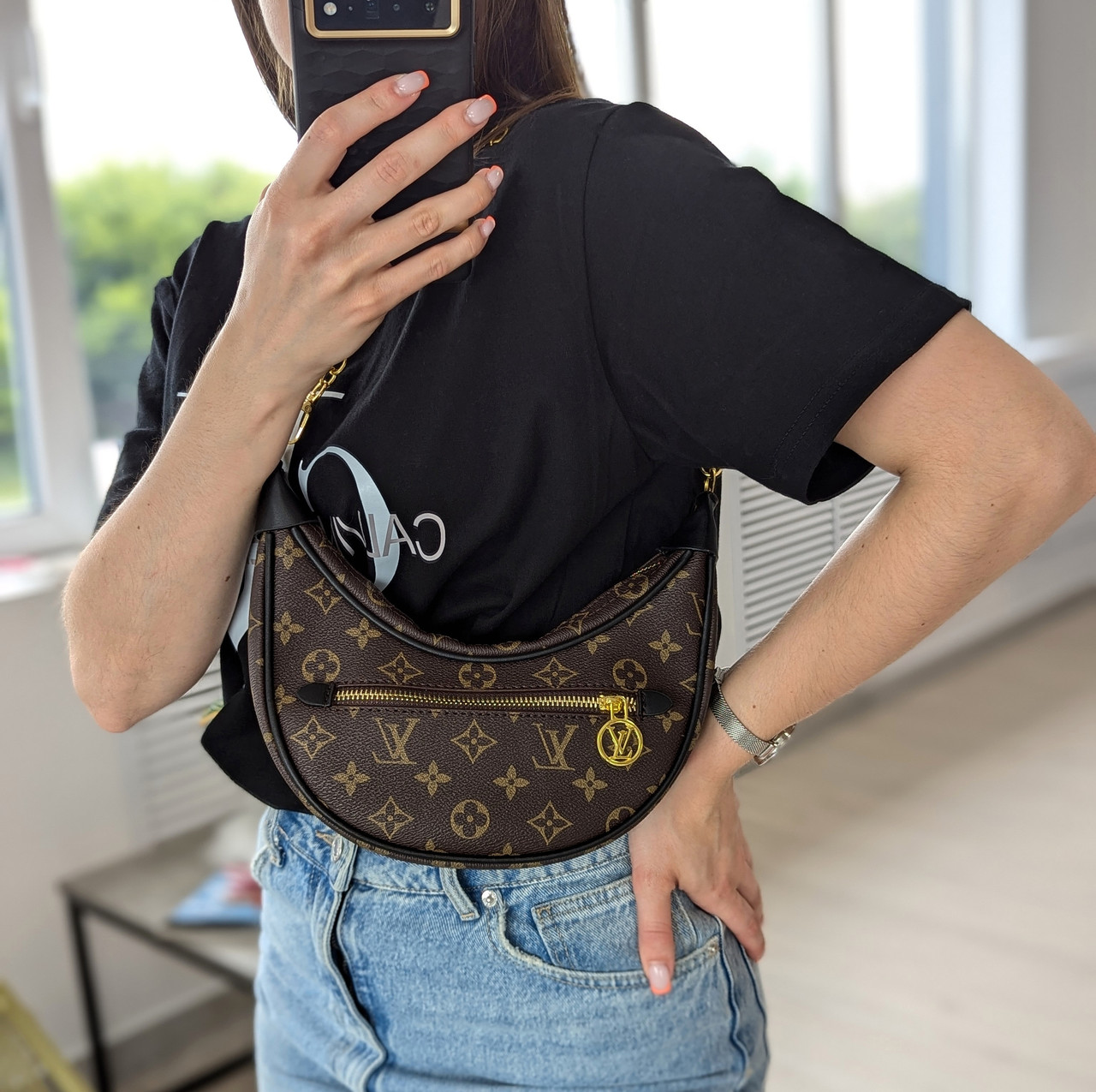 Сумка жіноча Louis Vuitton Loop коричневий+чорний