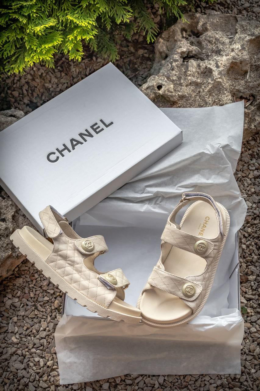 Жіночі сандалії Chanel Quilted Dad Sandal Beige Leather ALL08506, фото 1